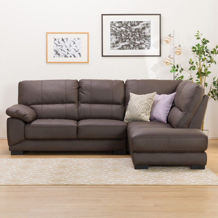 Corner Sofa Wall3-KD LC Leather-C1 DBR