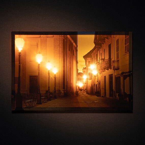 LED Canvas Poster Street Lamp 59x38