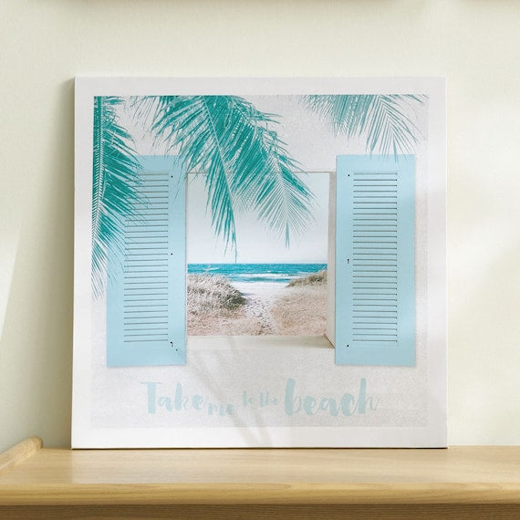 Framed Poster Beach Side 38X38