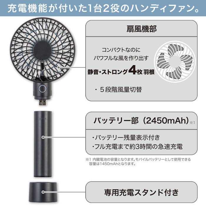 Handy  Fan and Powerbank with Chargable Base HF316DGY