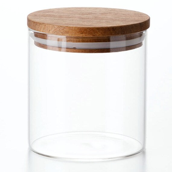 Acacia Lid Glass Canister M 520ML