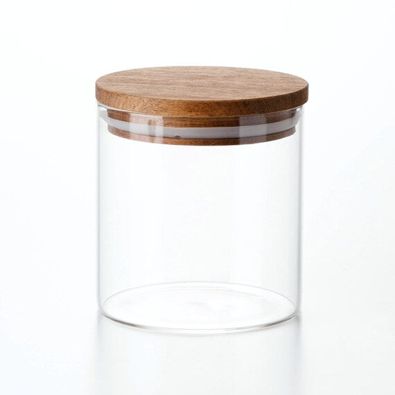 Acacia Lid Glass Canister M 520ML