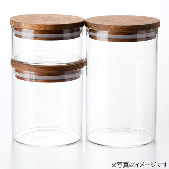 Acacia Lid Glass Canister M 520ML