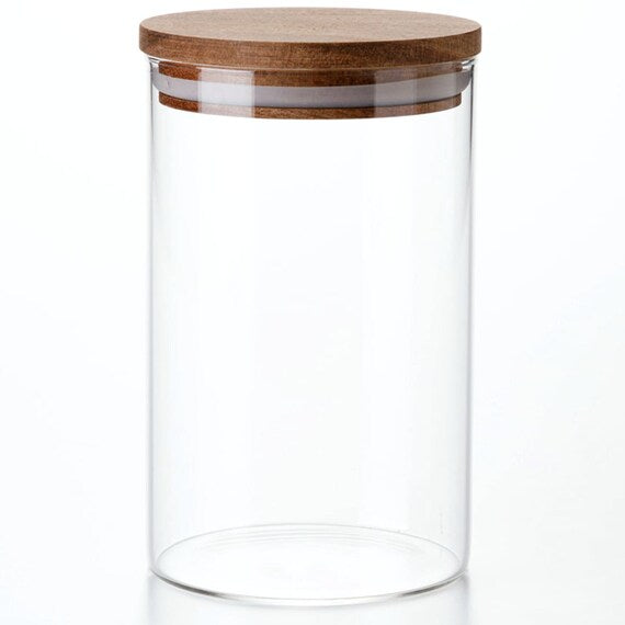 Acacia Lid Glass Canister L 820ML