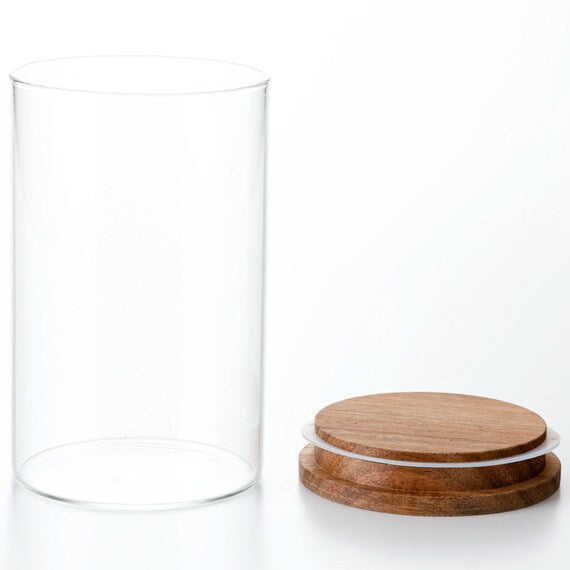 Acacia Lid Glass Canister L 820ML